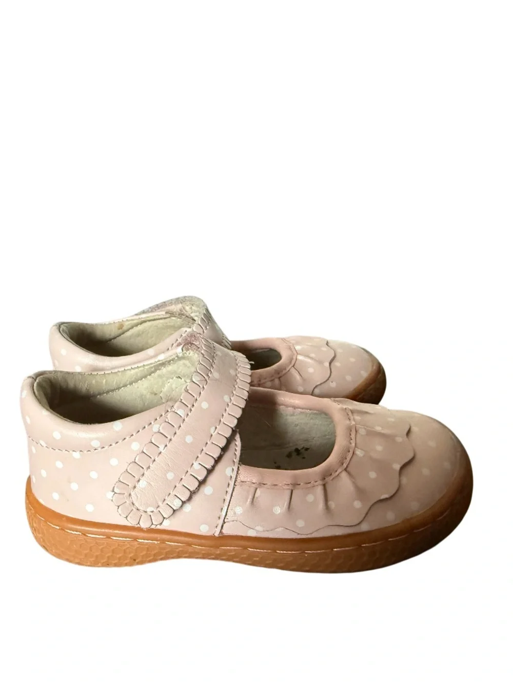 Livie & Luca Pink Polka Dot Leather Mary Janes-Size 5